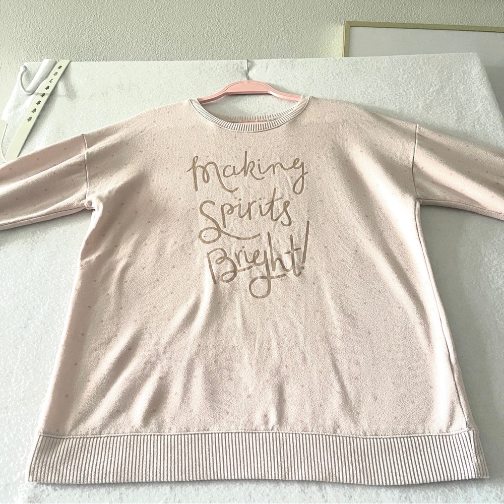 Lauren Conrad Women's Light Pink Christmas Sweater Size M Pullover Long Sleeve